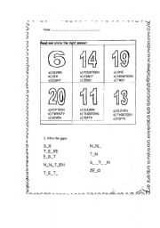 English Worksheet: Numbers for children