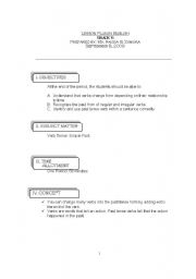 English Worksheet: lesson plan in simple past tense