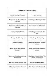 English Worksheet: 30 seconds topics