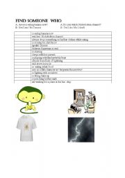 English Worksheet: find someone who