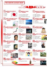 English Worksheet: Japan-Quiz