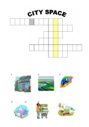 English worksheet: City Space Crossword