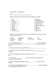 English Worksheet: vocabulary quiz