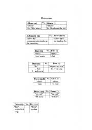 English worksheet: Heteronym chart