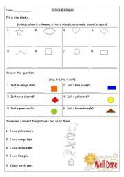 English Worksheet: Colors and Shapes