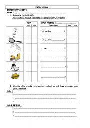 English worksheet: Pairwork - conversation : Do you like... ?