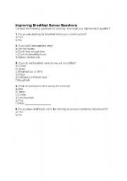 English Worksheet: Improving Breakfast Survey