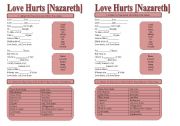 English Worksheet: SONG!!! Love Hurts [Nazareth] - Printer-friendly version included