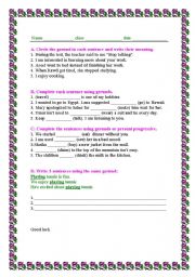 English Worksheet: practice the gerunds in this nice worksheet