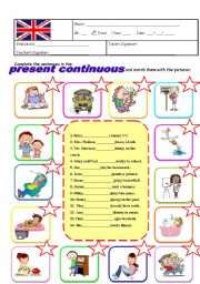 English Worksheet: Present continuous