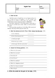 English Worksheet: 9th grade test