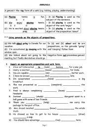 English Worksheet: GERUNDS