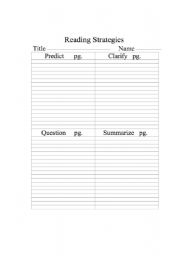 English Worksheet: Reading Strategies Squares for Independent Reading