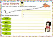 English Worksheet: LARGE NUMBERS