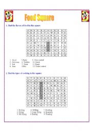 English Worksheet: Food Suare