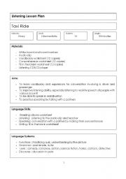 English worksheet: Listening Lesson Plan