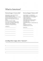 English worksheet: What is American?