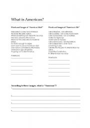 English Worksheet: What is American?
