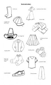 English Worksheet: Clothes and Colours