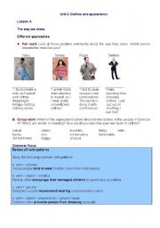 English worksheet: Clothes and appearance