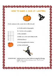 English worksheet: How to Make A JACK-O-LANTERN - exercise