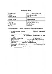 English Worksheet: Phrasal verbs