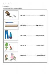 English worksheet: comparatives