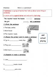 English worksheet: What is sentence