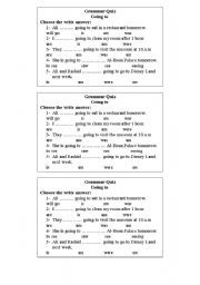 English worksheet: Going to 