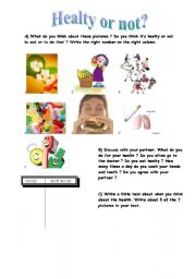 English Worksheet: healthy or not