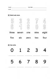 English worksheet: NUMBERS FOR CHILDREN