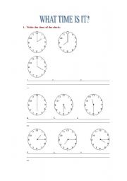 English worksheet: What time is it?