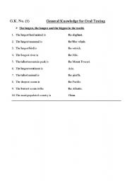 English Worksheet: General Knowledge