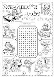 English Worksheet: Garfields jobs