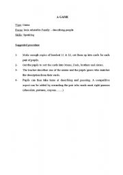 English Worksheet: Family game