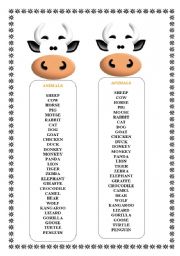 English Worksheet: BOOKMARKS -ANIMALS