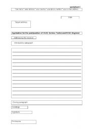 English Worksheet: letter of application worksheet II write a paragraph about yourself