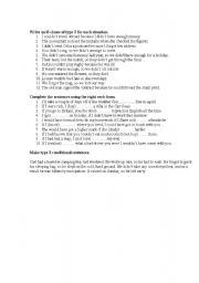 English worksheet: conditionals type 3