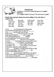 English Worksheet: Homohphones