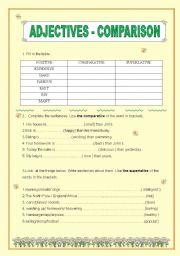 English Worksheet: ADJECTIVES - comparison -  group A_2 pages