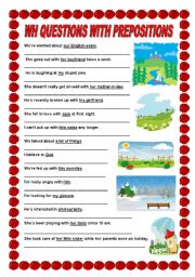 English Worksheet: Wh questions with prepositions