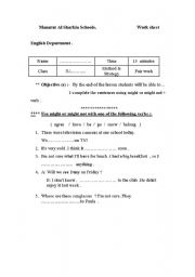 English Worksheet: might