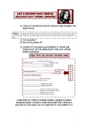 SONG - SIMPLE PAST PRACTICE - JEALOUS GUY (JOHN LENNON) with ANSWER KEY