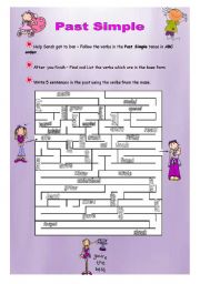 English Worksheet: Past Simple Maze - Orit