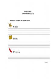 English worksheet: WRITING WORKSHEET