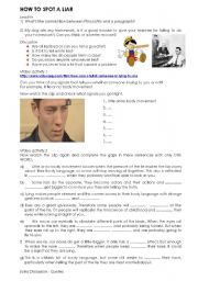 English Worksheet: LIES -HOW TO SPOT A LIAR