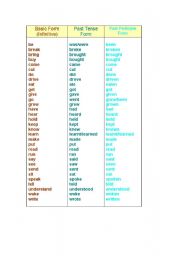 English worksheet: irregular verbs