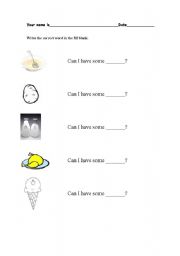English Worksheet: Can I have...?