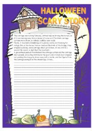 English Worksheet: Halloween scary story worksheet