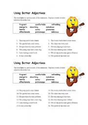English worksheet: using better adjectives